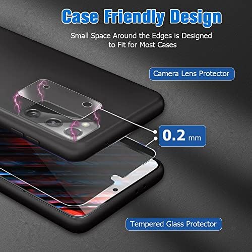 [2 + 2 חבילה] Galaxy Note 20 5G מגן מסך זכוכית מחוסמת מזג + סרט עדשת מצלמה [קשיות 9H] [כיסוי מלא] [אנטי אצבעות] תומך בטביעות אצבע ביטול